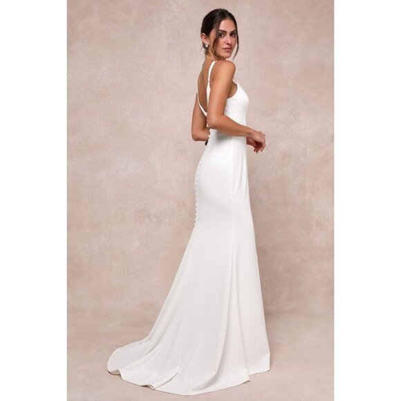 Lulus Feeling of Forever White Sleeveless Mermaid Maxi Dress Size Medium - Picture 3 of 9